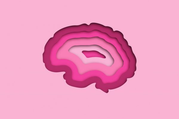 thinking concept with human brain concept of thinking with human brain. 3d rendering