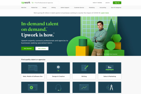 Upwork Home page